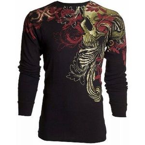 Xtreme Couture by Affliction Men's Thermal Shirt TELEPHUS Skull Biker